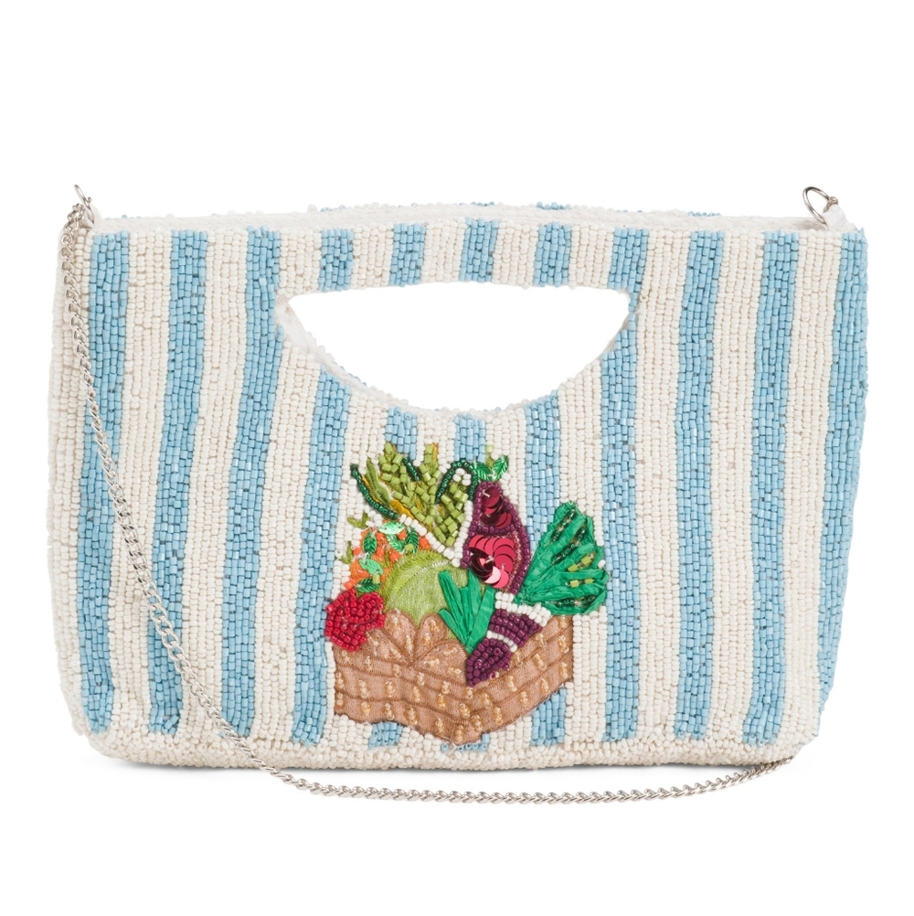 Viral Vegetable Basket Beaded Handbag